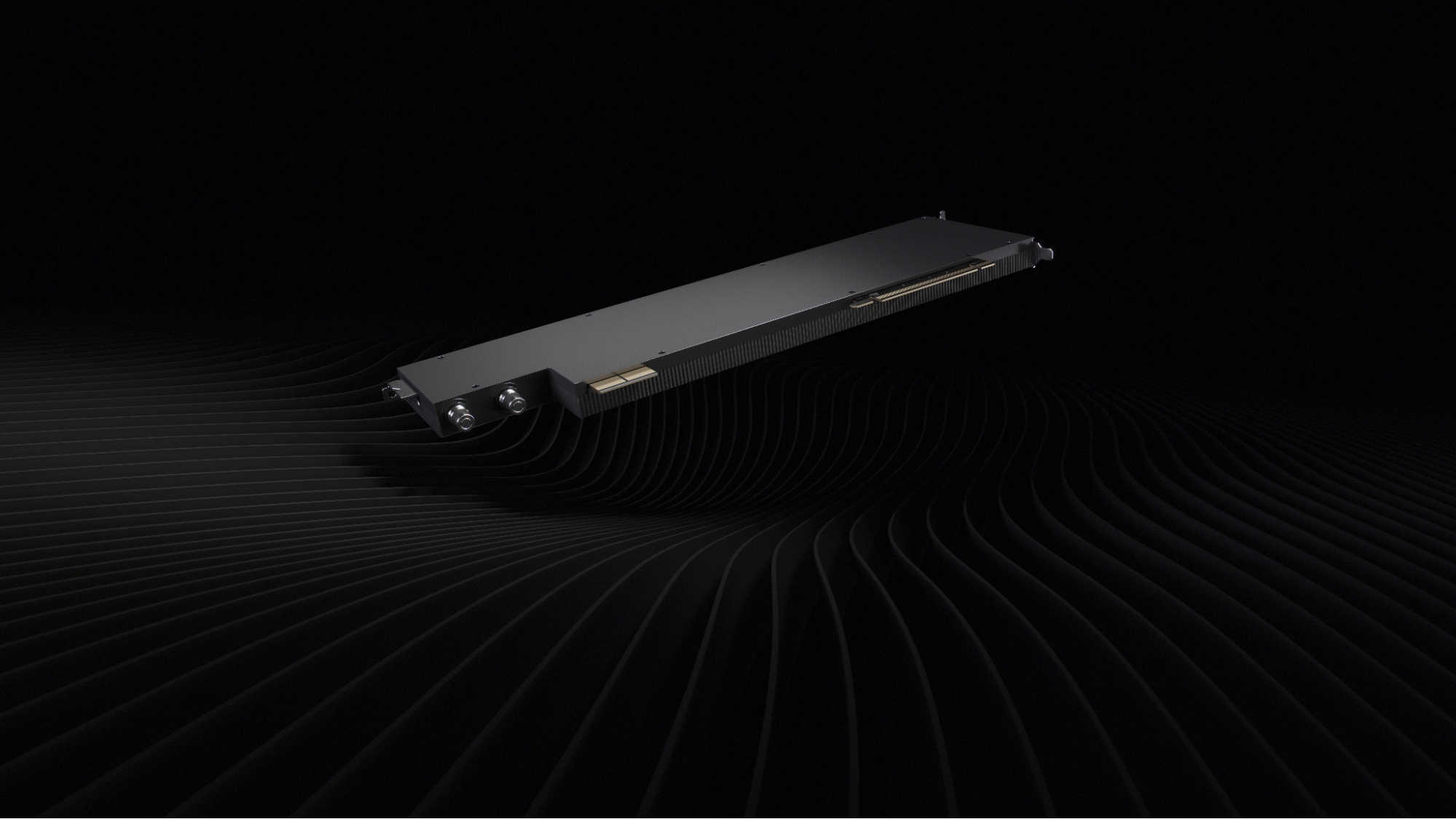 Close-up image of the NVIDIA RTX PRO 6000 Blackwell Server Edition GPU with a black background.