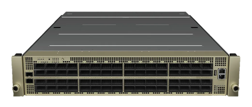 Close-up image of an NVIDIA Spectrum-4 SN5600 Series Ethernet switch.