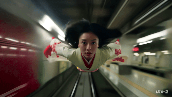 LTX2 demo showing a person flying through a train station at 50 FPS.