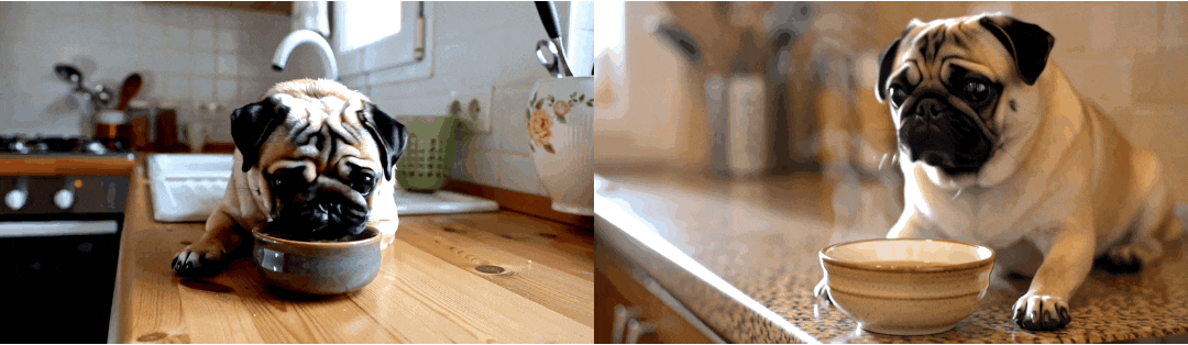  A GIF showing how the improved DMD2 method generates a dog video of similar visual quality as the Wan teacher while reducing NFEs by 50x. 