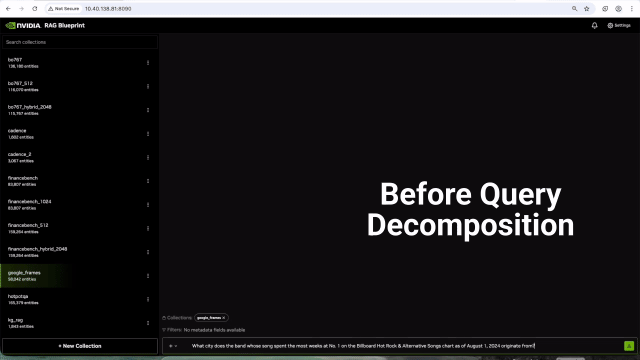 GIF showing response accuracy before and after query decomposition.