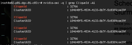 Screen capture of Cluster UUID and CliqueID in NVIDIA Mission Control for a NVIDIA Grace Blackwell compute tray.