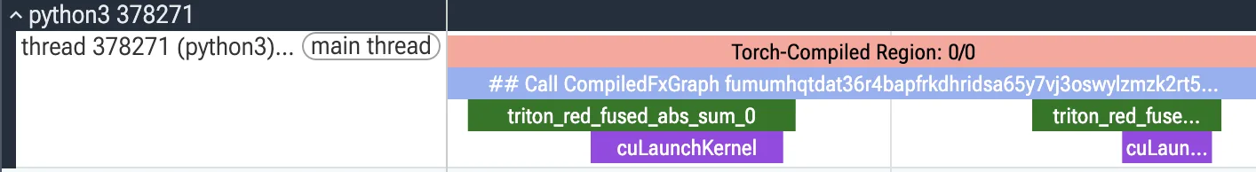 Image of PyTorch profile, showing the two kernels again.