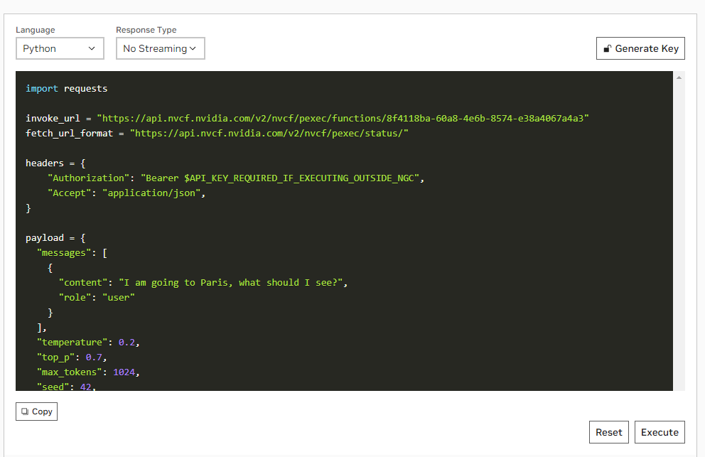 Screenshot of Python script to ping the Mixtral 8x7B model.

