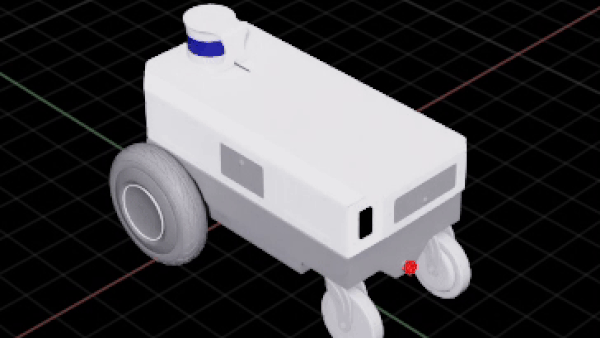 GIF of a wheeled object showing the programmatic application of the material.
